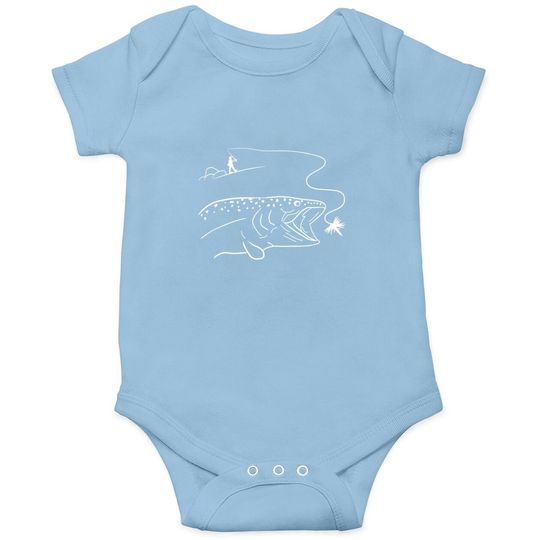 Fly Fishinger Catches Big Trout For Mountain Lover Baby Bodysuit