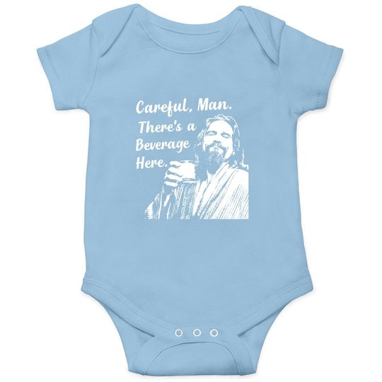 Big Lebowski Baby Bodysuit Funny Movie Quote Tee Vintage 90s The Dude Abides Careful Man There's A Beverage Here