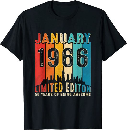 Vintage Born in January 1966 56th Birthday 56 Years Old T-Shirt