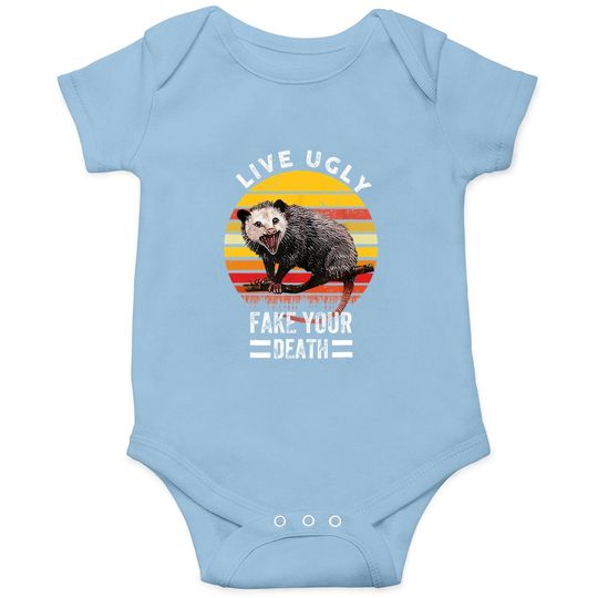 Vintage Live Ugly Fake Your Death Funny Opossum Baby Bodysuit