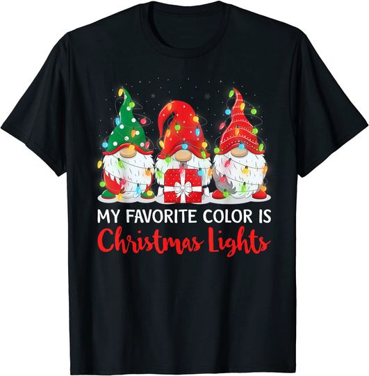 My Favorite Color Is Christmas Light Gnome Merry Christmas T-Shirt
