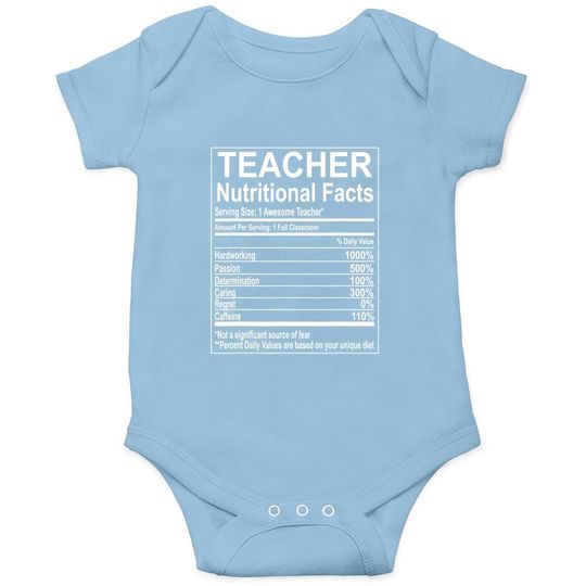 School Teacher Nutrition Facts Educator Baby Bodysuit