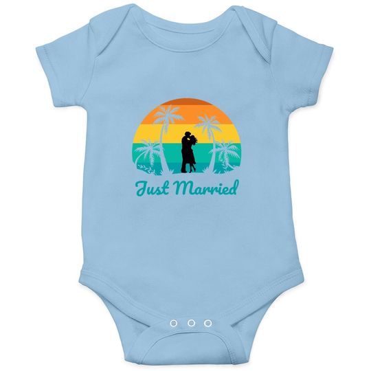 Just Married Baby Bodysuit Couple Honeymoon Matching Tropical Paradise