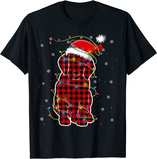 Red Buffalo Plaid Beagle Santa Christmas Pajama Matching T-Shirt