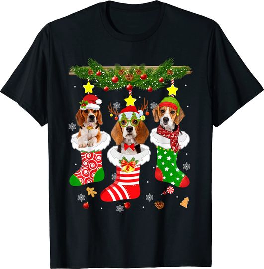 Christmas Pajama Beagle Dog Lover Xmas Socks T-Shirt