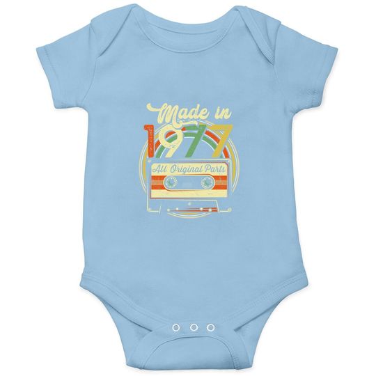 Made In 1977 44th Birthday Gifts Cassette Tape Baby Bodysuit