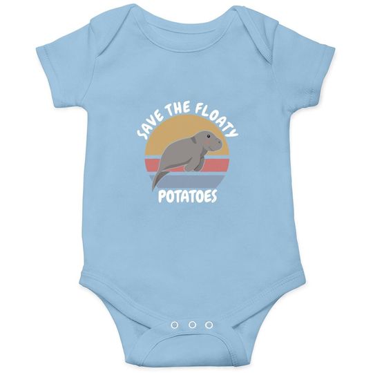 Cute Manatees Retro Gift Save The Floaty Potatoes Baby Bodysuit