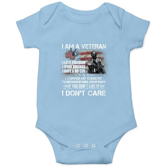 I Am A Veteran I Love Freedom My Country Funny Veteran  baby Bodysuit