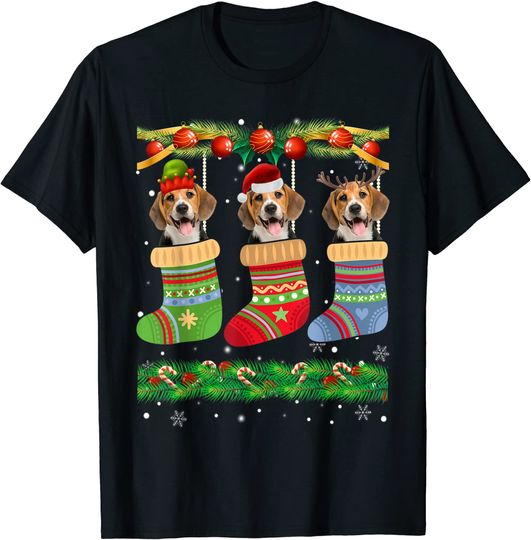 Christmas Pajama Beagle Dog Puppy Lover Xmas Socks T-Shirt