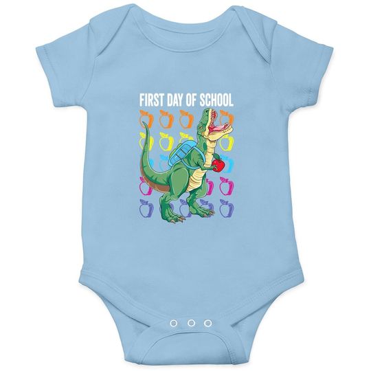 First Day Of School Baby Bodysuit For Boys Toddlers T Rex Baby Bodysuit