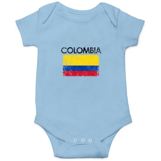 Vintage Colombia Flag Pride Gift Baby Bodysuit