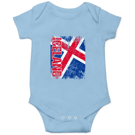 Iceland Flag Vintage Distressed Baby Bodysuit