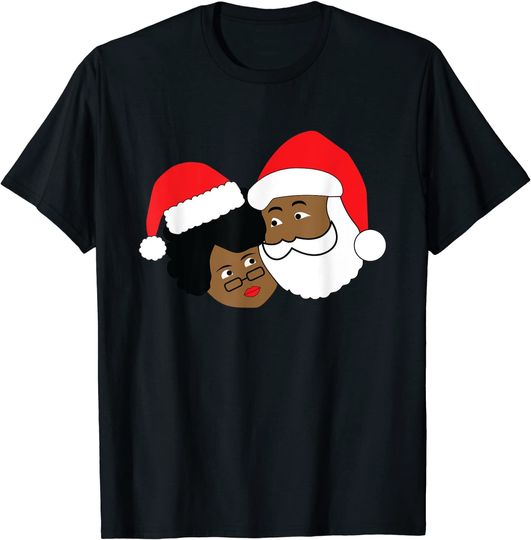 Black Loving Santa Claus and Mrs. Claus Ethnic Christmas T-Shirt