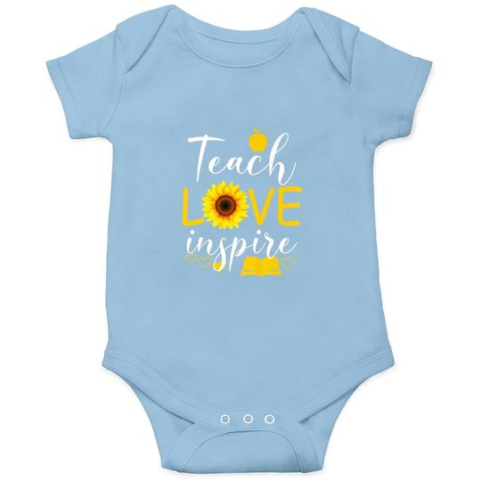 Teach Love Inspire Sunflower Teacher Gift Baby Bodysuit