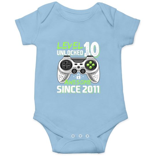 Level 10 Unlocked Awesome 2011 Video Game 10th Birthday Baby Bodysuit
