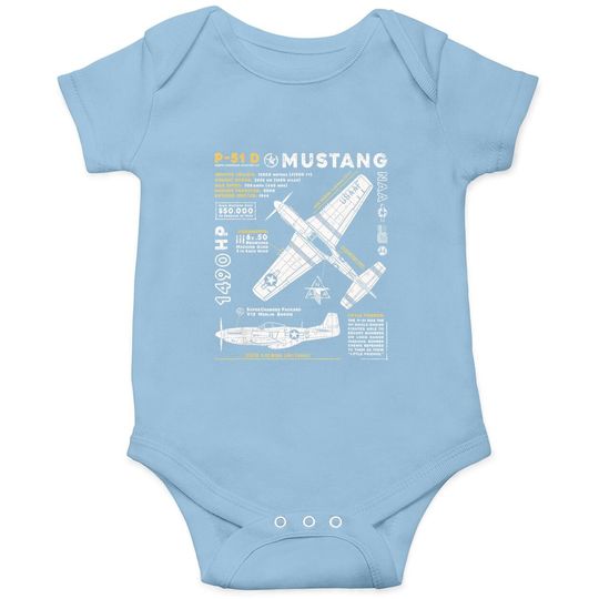 P-51 Mustang North American Aviation Vintage Fighter Planet Baby Bodysuit
