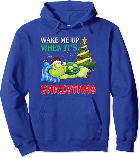 Turtle Christmas Wake Me Up When It's Christmas Turtle Lover Pullover Hoodie