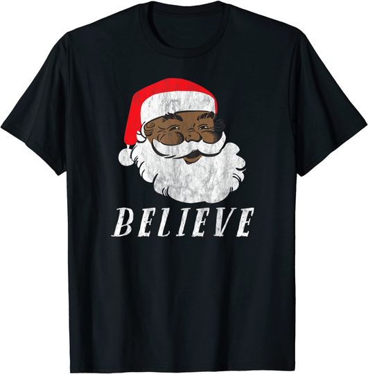 Retro Christmas African American Black Santa Claus T-Shirt