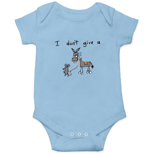 A Mouse Walking A Donkey I Don't Give Rats Ass Baby Bodysuit