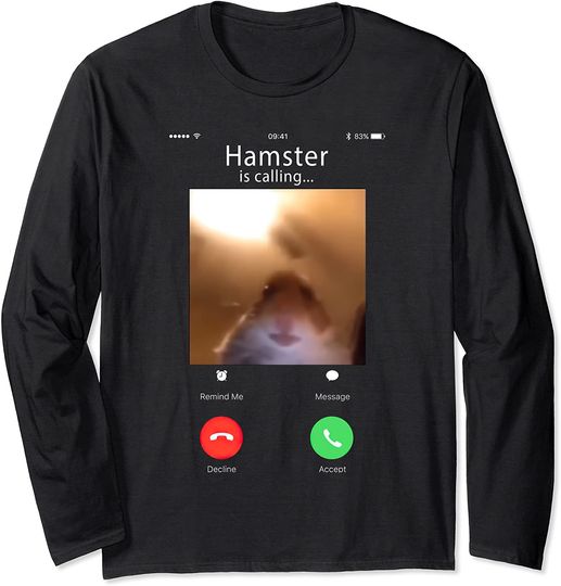 Dank meme hamster staring front camera hamster calling gift Long Sleeve