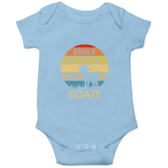 Easily Distracted By Goats Retro Vintage Funny Goat Lover Baby Bodysuit