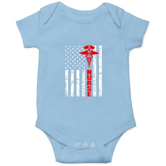 Patriotic American Usa Flag Registered Nurse Baby Bodysuit