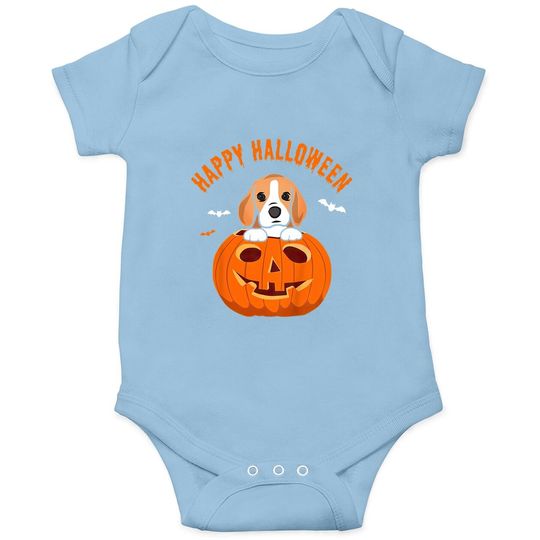 Happy Halloween Beagle Dog Pumpkin Baby Bodysuit