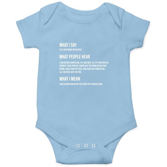 I'm A Software Developer What I Say What I Mean Baby Bodysuit
