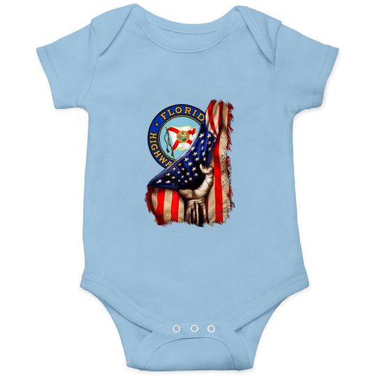 Florida Highway Patrol American Flag Baby Bodysuit