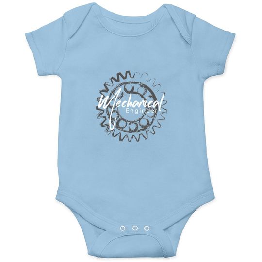 Mechanical Engineer Gear Sketch White Text Baby Bodysuit