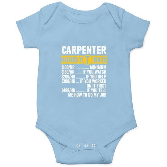 Vintage Carpenter Apparel Woodworking Hourly Rate Baby Bodysuit