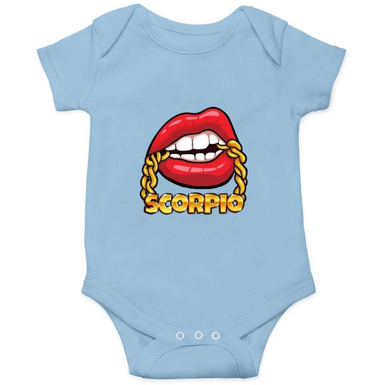 Juicy Lips Gold Chain Scorpio Zodiac Sign Baby Bodysuit
