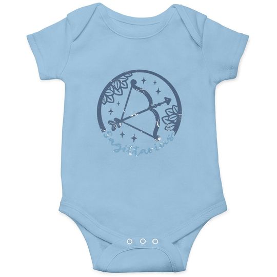 Vintage Distressed Sagittarius Symbol Zodiac Sign Baby Bodysuit
