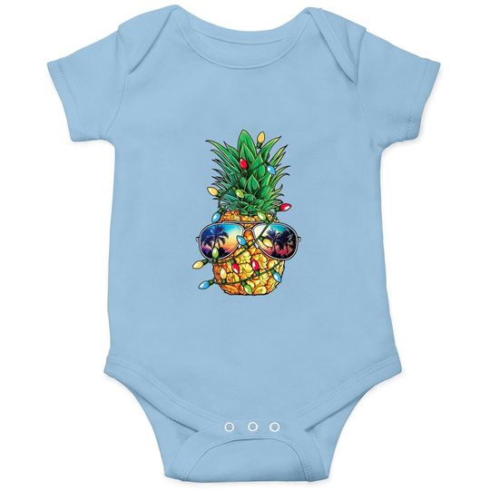 Pineapple Christmas Tree Lights Baby Bodysuit