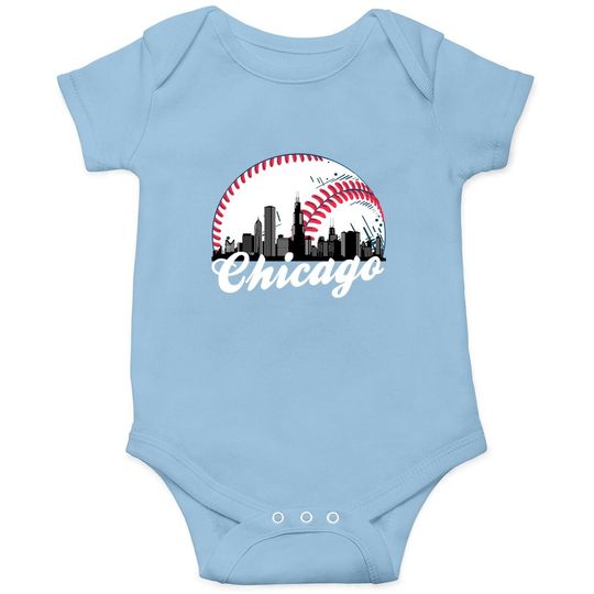 Chicago Baseball Skyline Baby Bodysuit