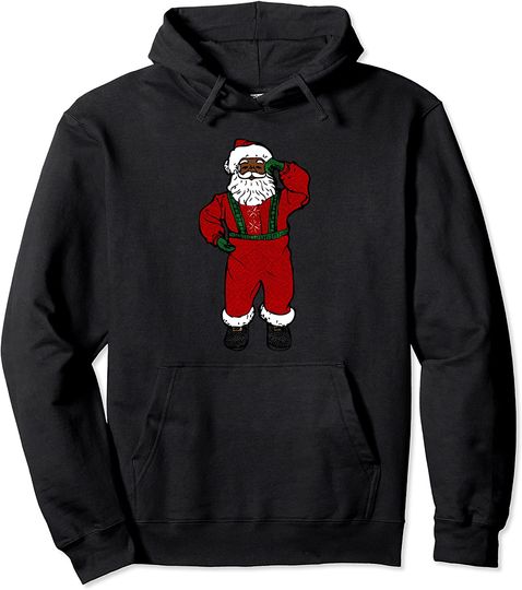 African American Black Red Santa Claus Christmas Pullover Hoodie