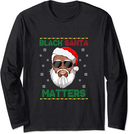 African American Santa Black Matters Christmas Pajama Family Long Sleeve T-Shirt