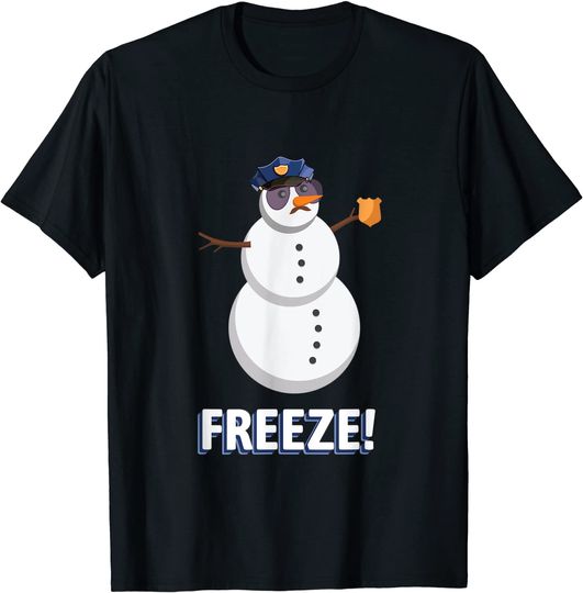 Freeze Police Snowman Shirt Funny Christmas Police Officer T-Shirt