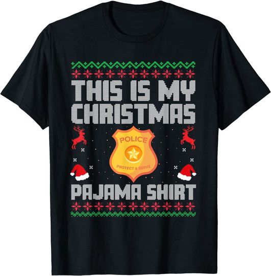 This Is My Christmas Pajama Shirt Police Officer Xmas T-Shirt