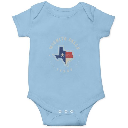 Vintage Wichita Falls Texas State Flag Map Baby Bodysuit