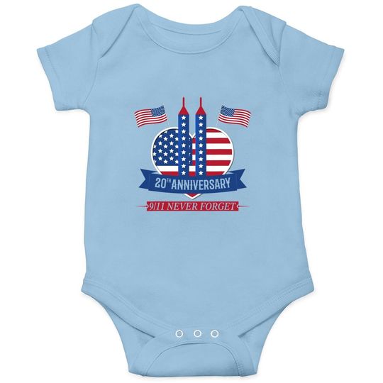 20th Anniversary Never Forget 911 Patriot Day 2021 Baby Bodysuit