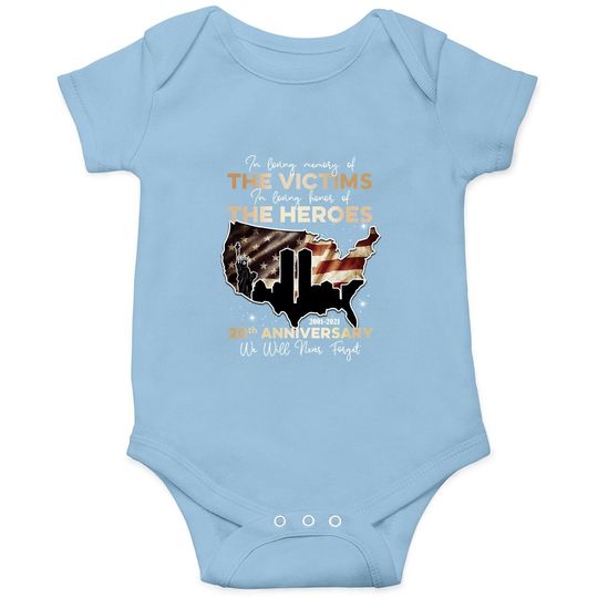 September 11th 20th Anniversary We Will Never Forget Baby Bodysuit 9/11 20th Tee Baby Bodysuit