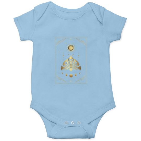 Death Moth And Ornament Of Moon And Sun Phases Tarot Card Baby Bodysuit