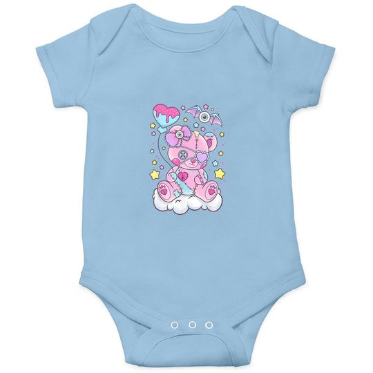 Kawaii Pastel Goth Cute Creepy Bear Baby Bodysuit