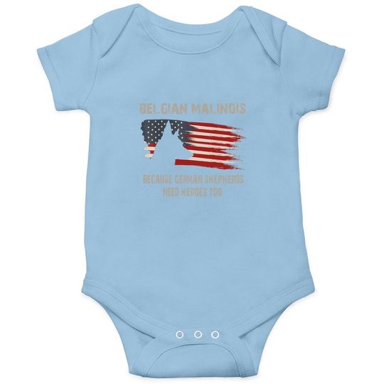 Belgian Malinois American Flag Baby Bodysuit