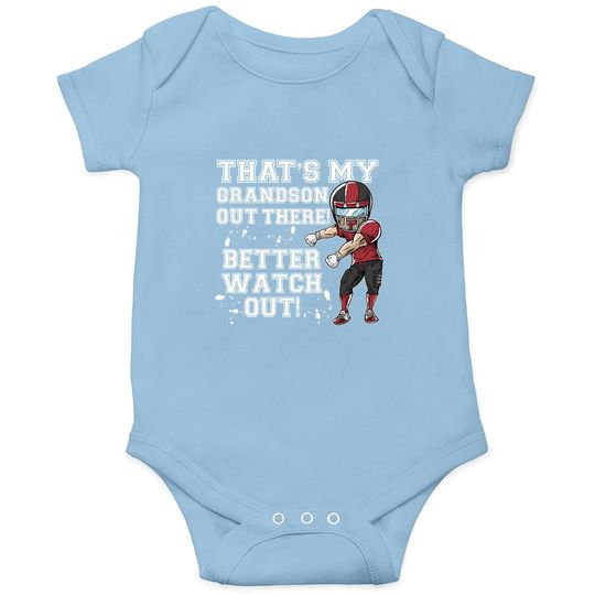 That's My Grandson Out There Red Football Grandma Baby Bodysuit