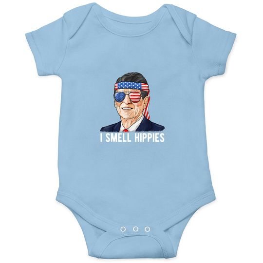 Reagan Ronald Baby Bodysuit Conservative President I Smell Hippies Baby Bodysuit