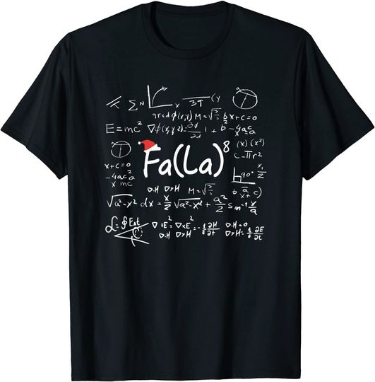 Math Teacher Christmas Chalkboard Fa La 8 T-Shirt