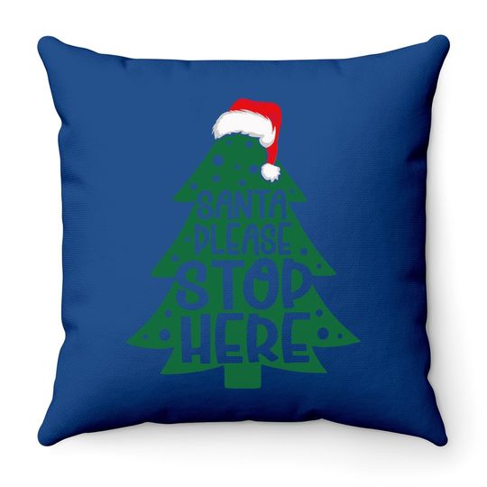 Santa Stops Here In Days Throw Pillows