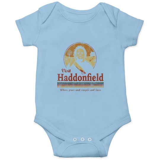 Visit Haddonfield New Halloween Michael Myers Vintage Classic Baby Bodysuit